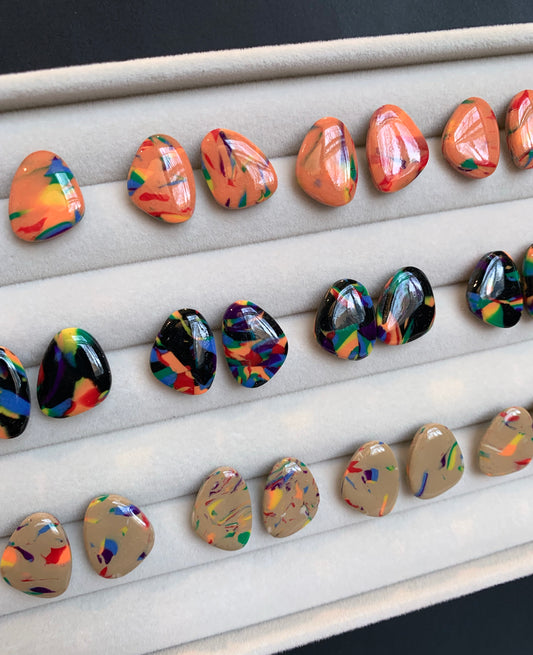 Rainbow Kidney Shaped Studs