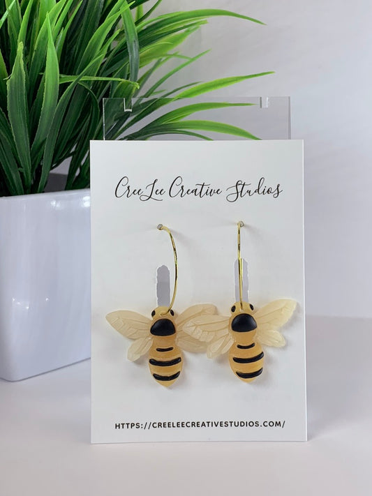 New - Bumble Darling Hoop Earrings – Handmade Bumble Bee Hoops