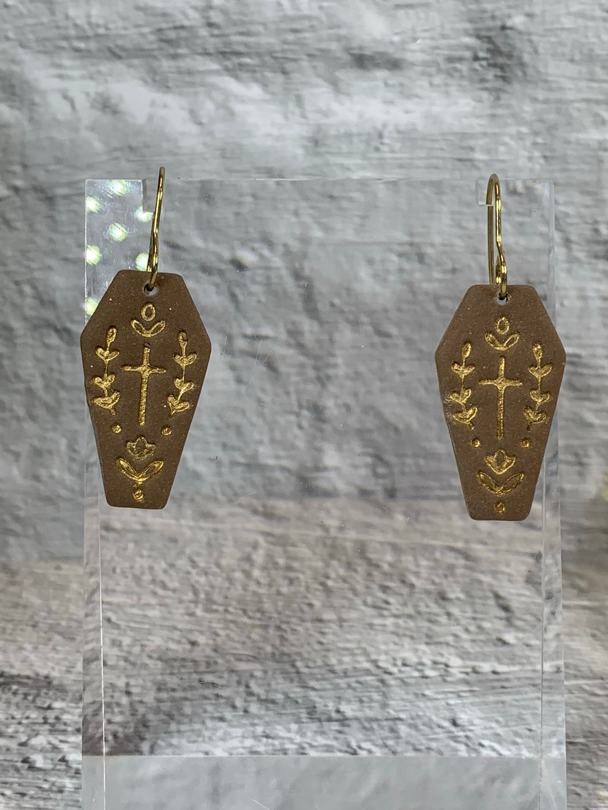 NEW * The Fancy Little Coffin — Folk-Art Coffin Halloween Earrings
