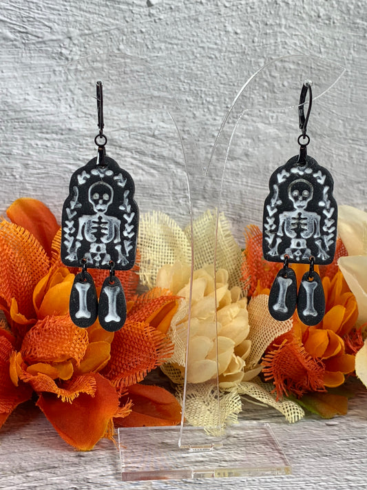 NEW * Skeleton Arch — Folk-Art Skeleton Halloween Earrings