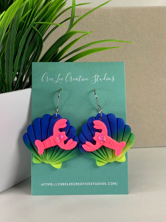 Electric Claws (Pink Lobster) Earrings
