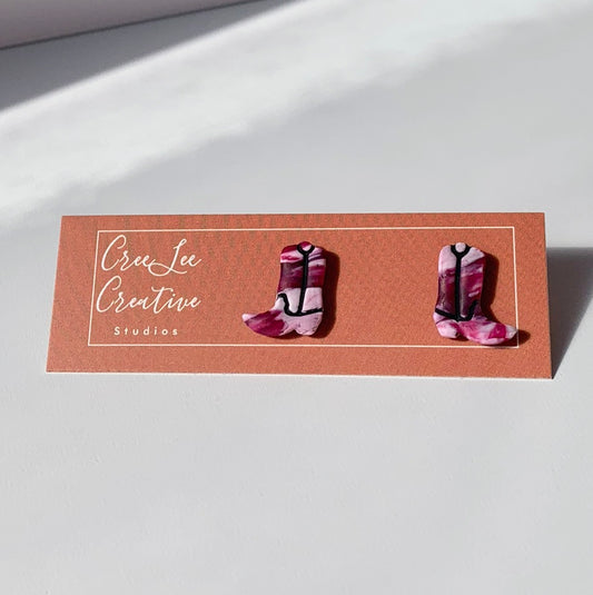 BOHO Tiny Pink Cowboy Studs