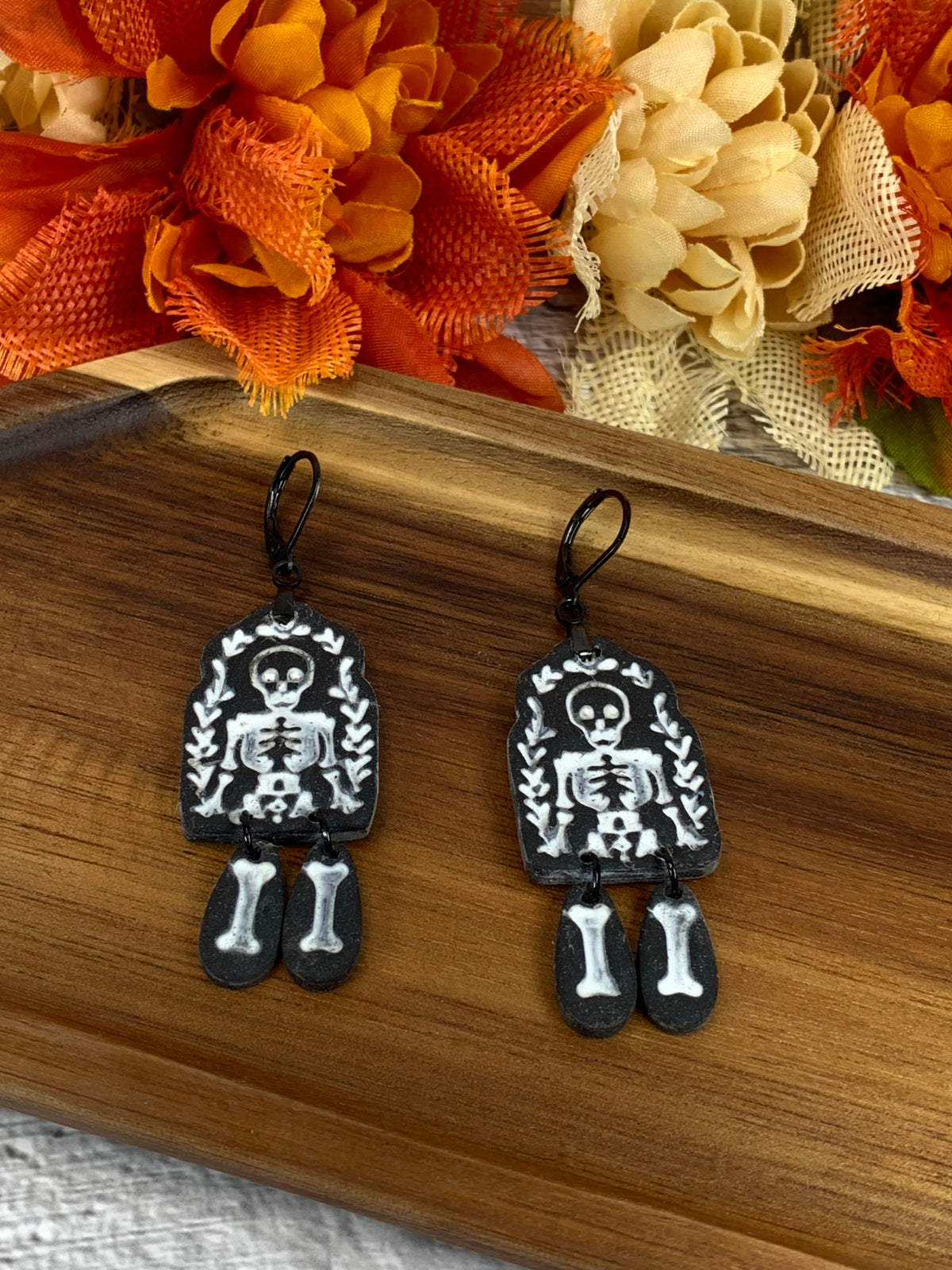 NEW * Skeleton Arch — Folk-Art Skeleton Halloween Earrings