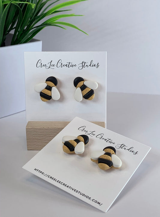 New - Bumble Puff Stud Earrings – Handmade 3D Bumble Bee Studs