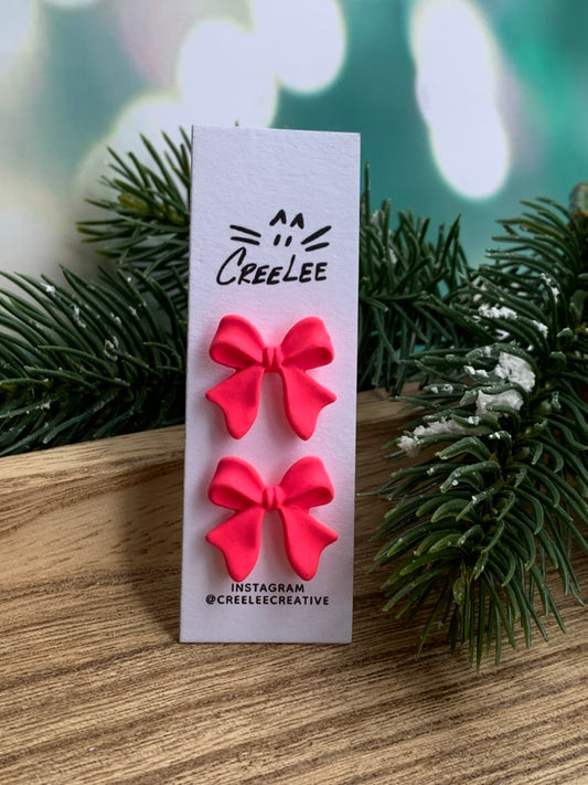 Pink Bow Stud Earrings