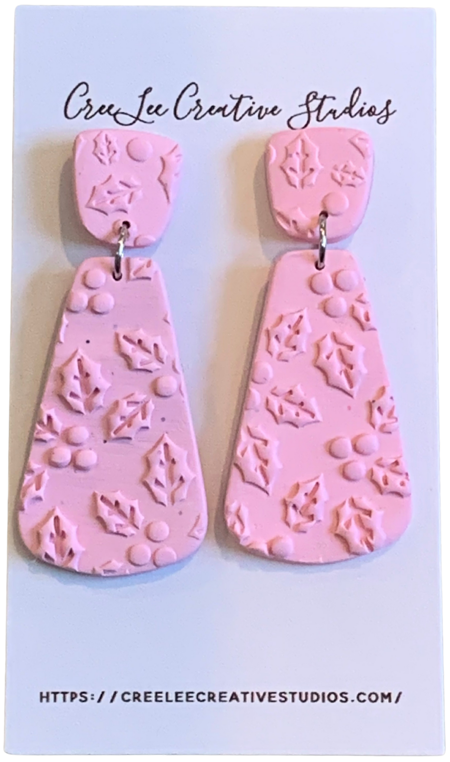 Winter - Pink Holly Dangle Earrings