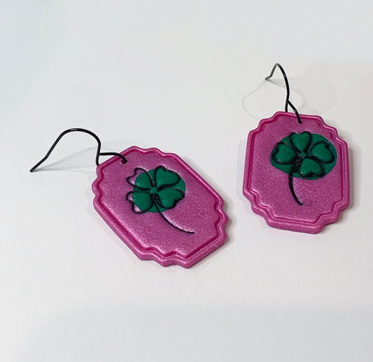 "New" Clover in Pink Earrings