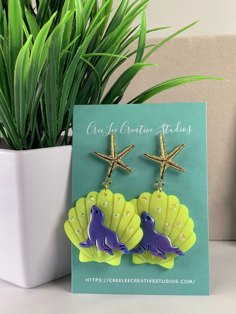 Cosmic Surf Seal Earrings