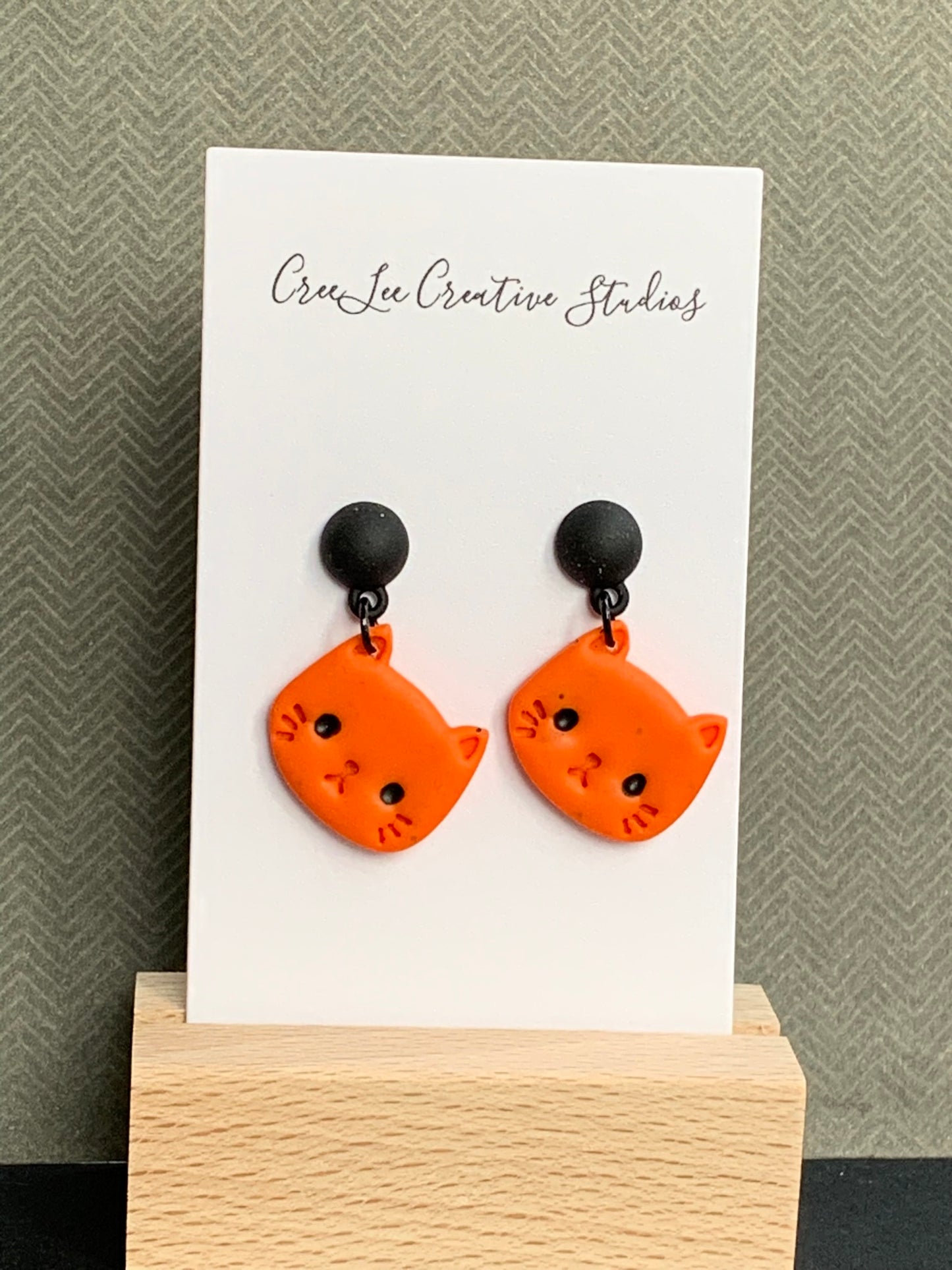 Cat - Orange Cat Dangle Earrings