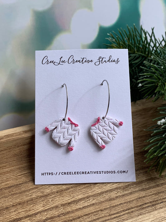 Winter  White Sweater Hoop Earrings