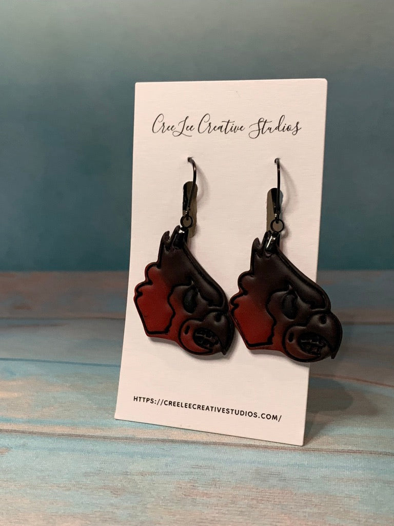 Cardinal - Black and Red Ombre Louie the Cardinal Dangle Earrings