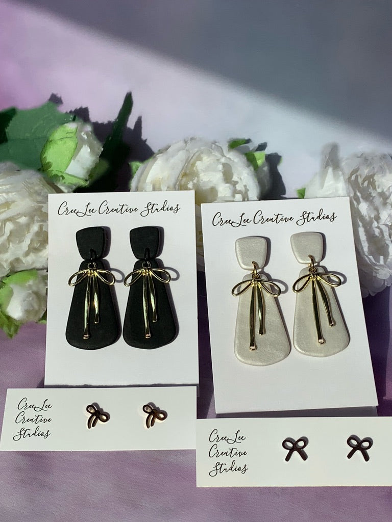 Fancy Everyday - Black or White Bow Earrings