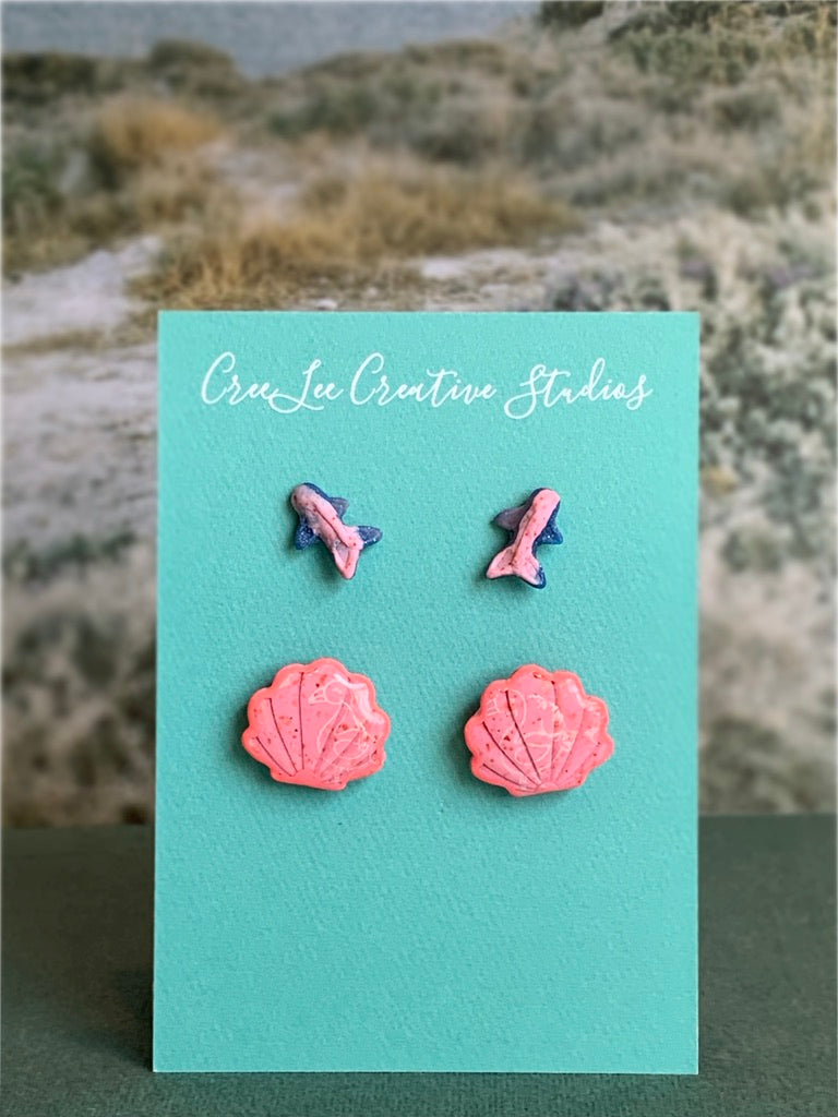 Seashells and Fish Stud Set