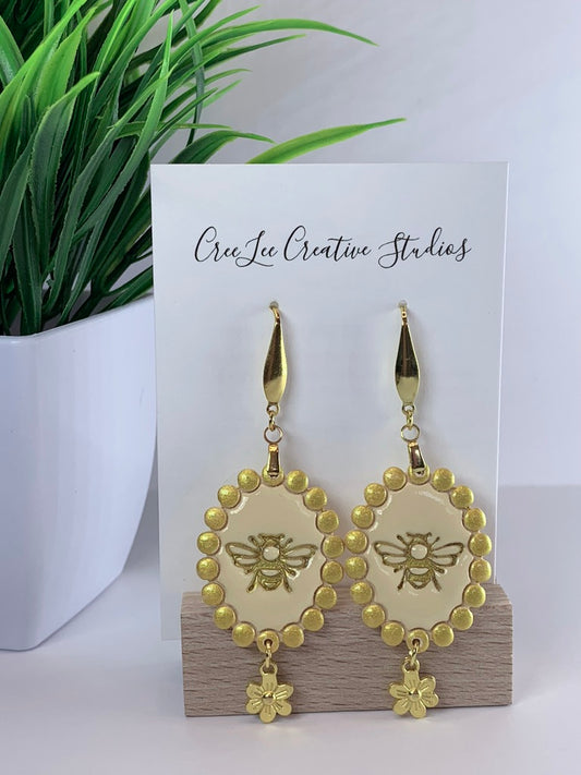New - Golden Bee Earrings – Handmade Bee Statement Dangle Earrings