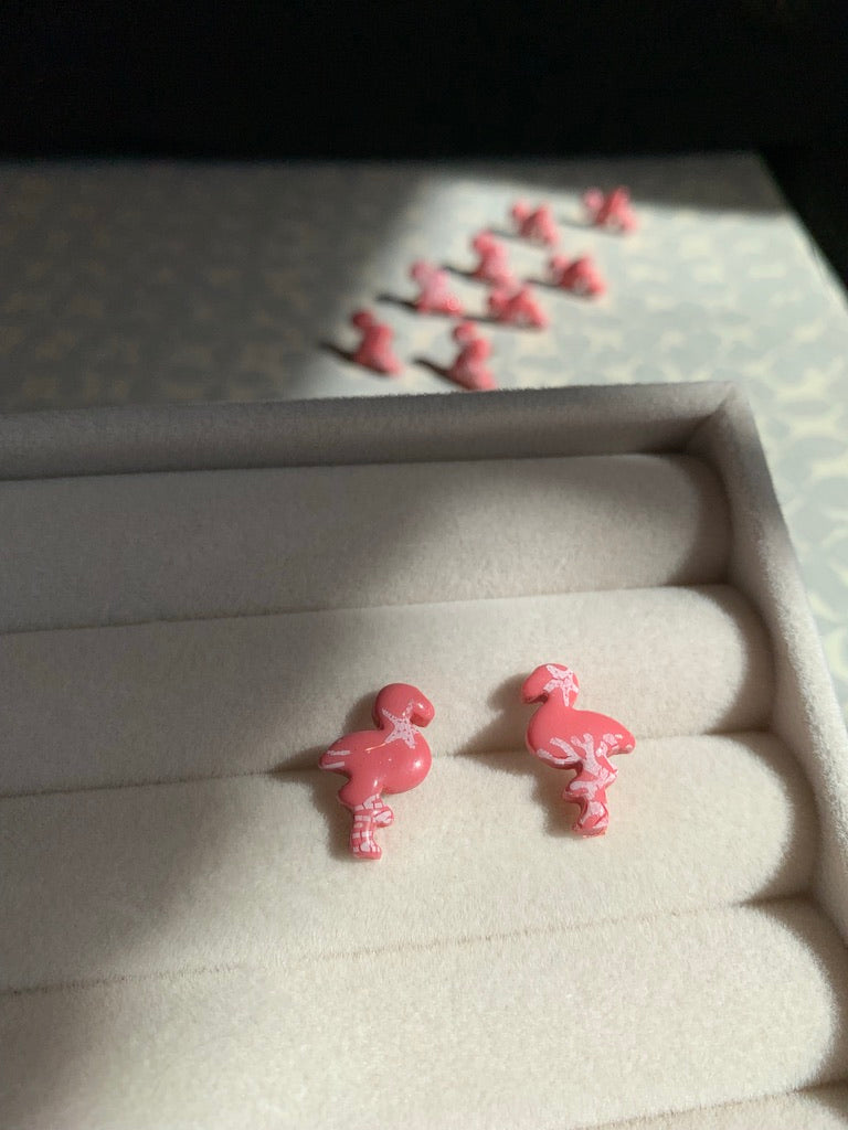 Printed Flamingo Studs