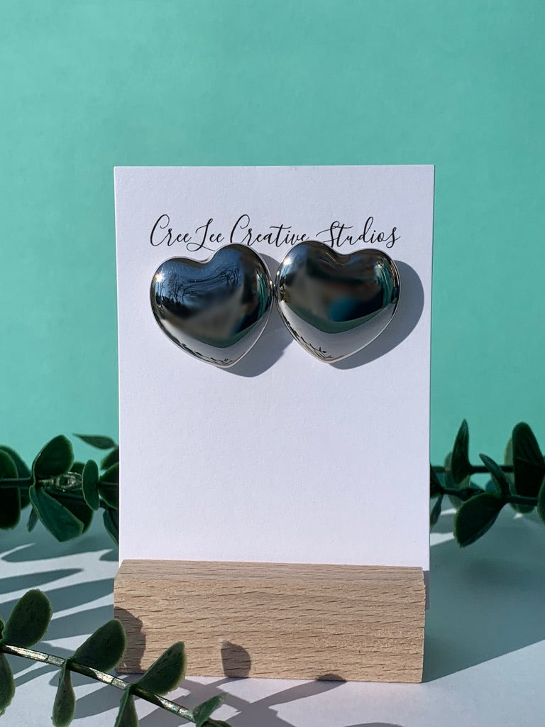 Love - Chunky Heart Stud Earrings