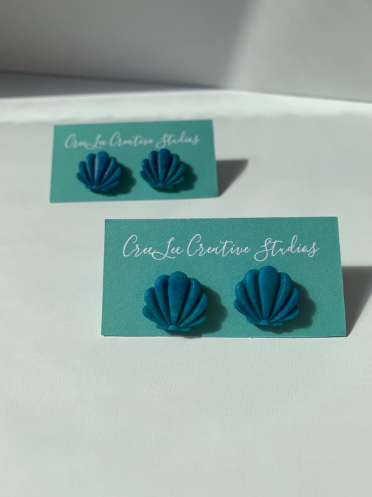 Blue Sea Shell Studs