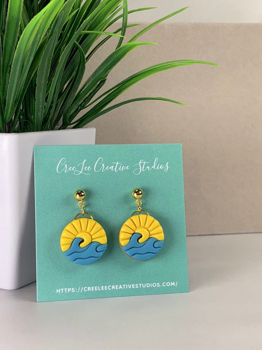 Ocean Scene Short Dangle Earrings