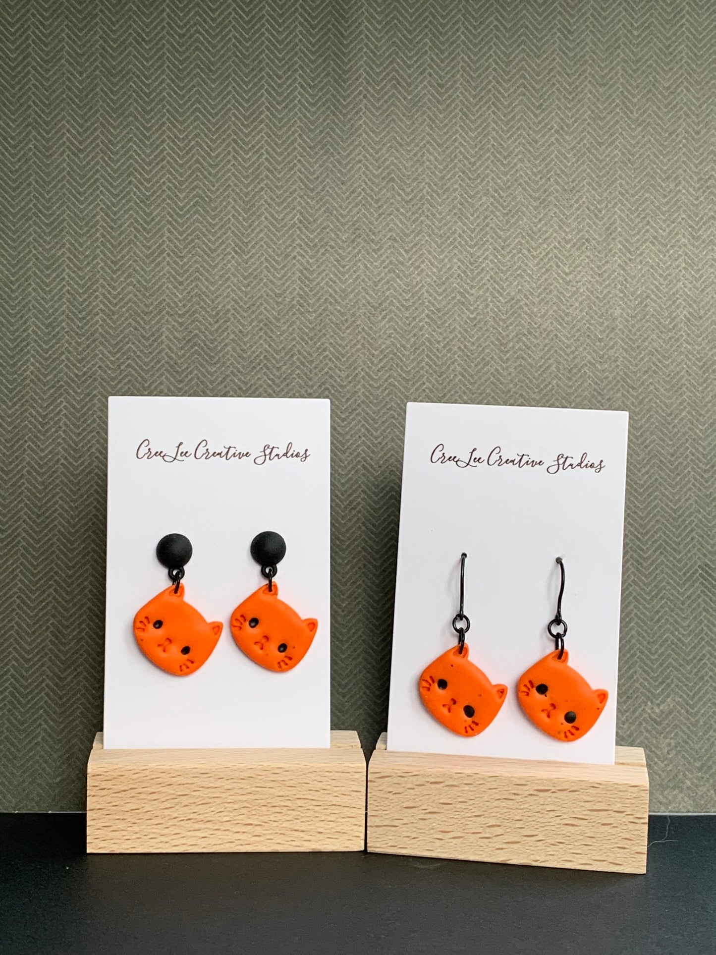 Cat - Orange Cat Dangle Earrings