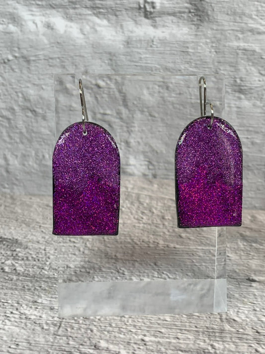 NEW * The Glittering Portal - Purple Arch Earrings