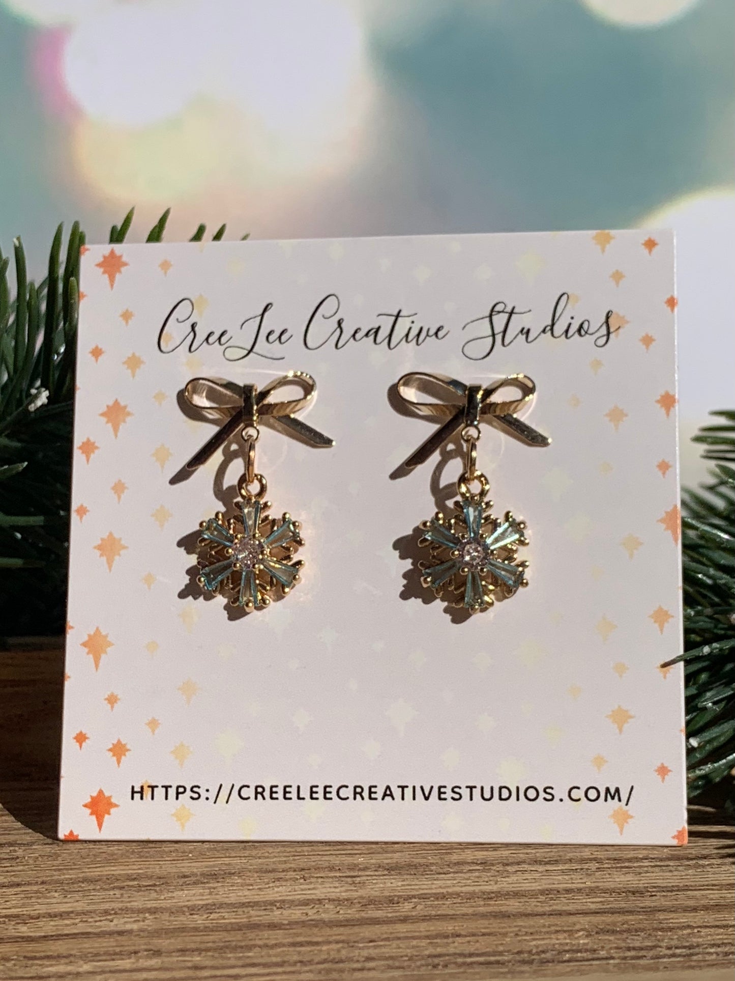 "New" Winter - Aqua Snowflake Charm Dangle Earrings – Sparkle CZ Charm Holiday Jewelry