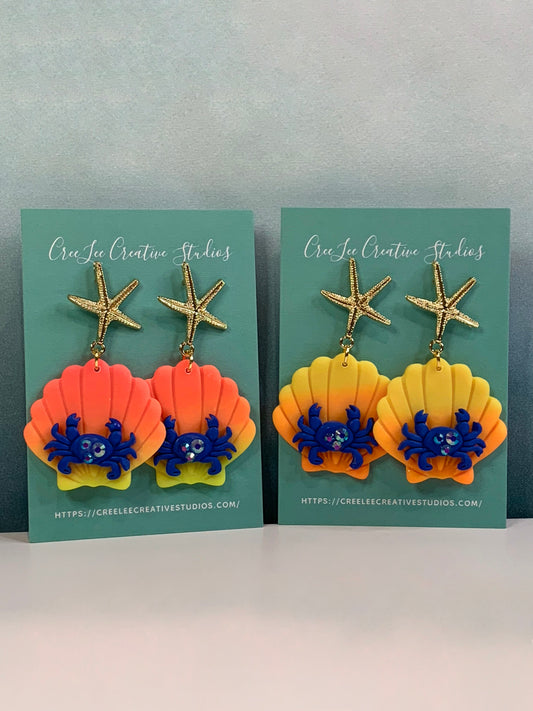 "New" Beachy Vibes - Radiant Reef Crab Earrings