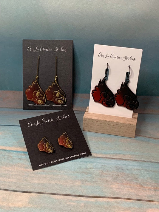 Cardinal - Black and Red Ombre Louie the Cardinal Dangle Earrings