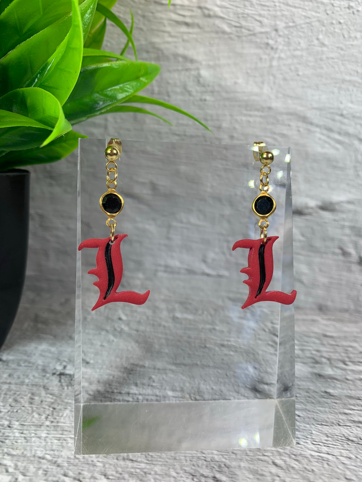 Little L, Big Energy — Red Gothic L Louisville-Inspired Dangle Earrings