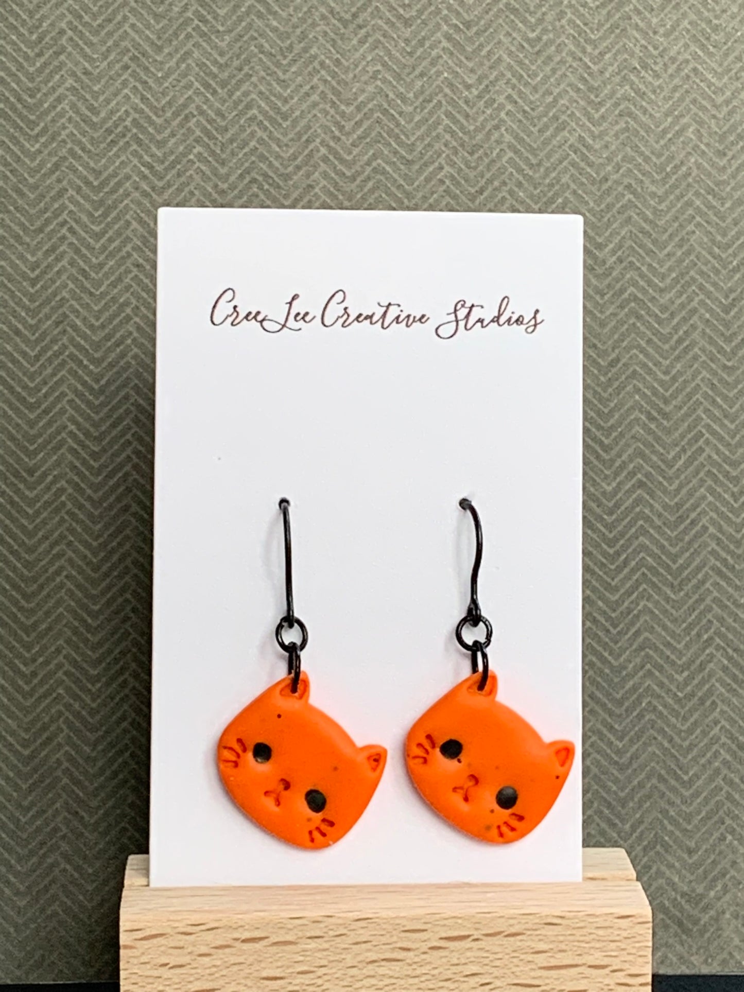 Cat - Orange Cat Dangle Earrings