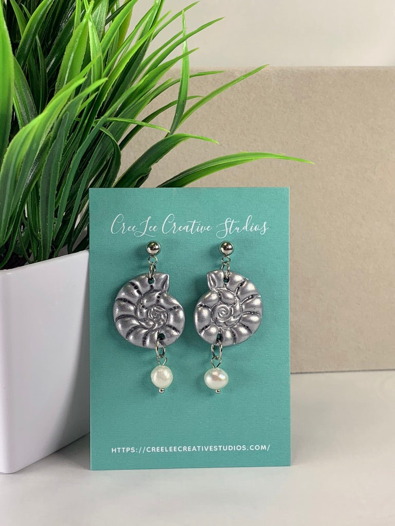 Silver Seashell Dangle Earrings