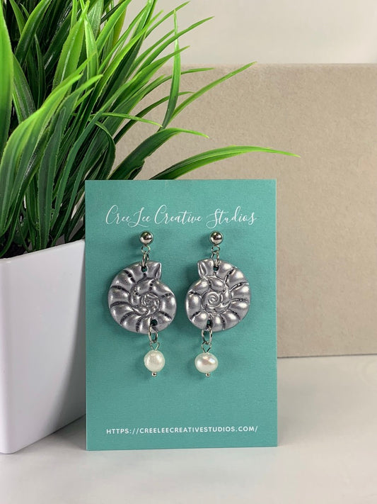 Silver Seashell Dangle Earrings