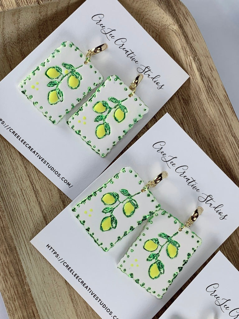 New - Amalfi Lemon Branch Earrings – Handmade Coastal Lemon Dangle Earrings
