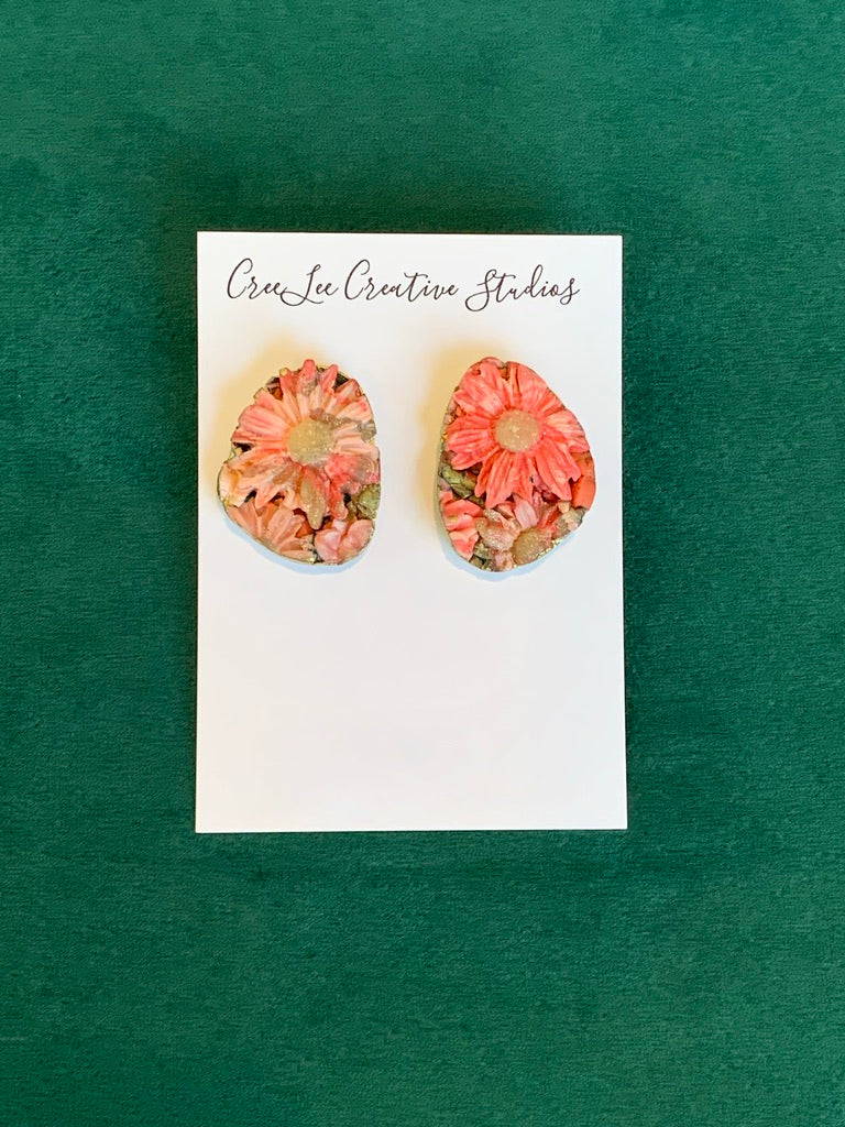 Flower Earrings - Vintage Peach Earring Collection