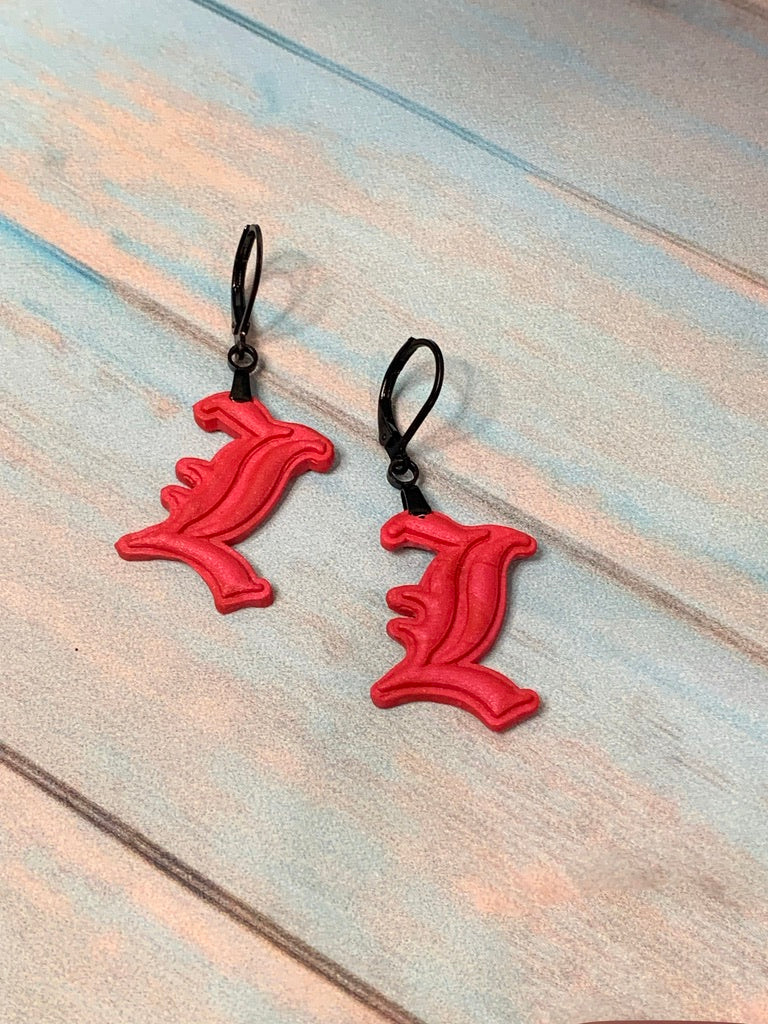 "L" Yeah! Earrings - Red or Hot Pink