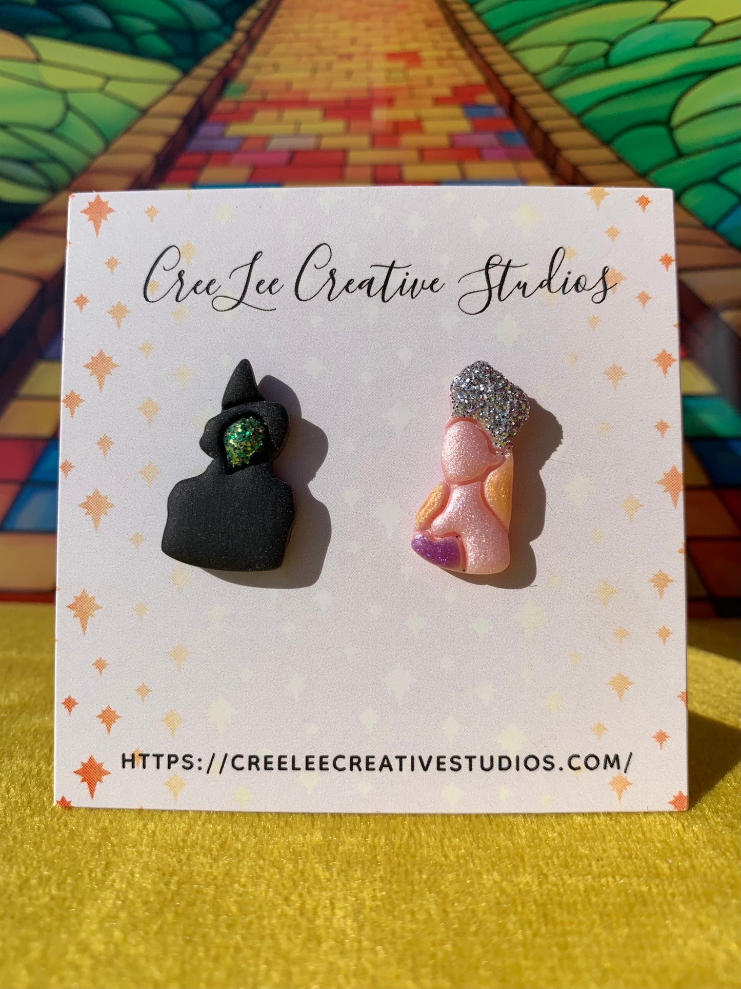 Wicked Besties Stud Earrings - Wicked-Inspired Elphaba & Glinda Polymer Clay Studs