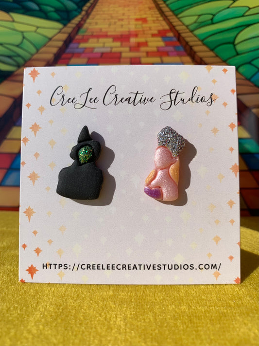 Wicked Besties Stud Earrings - Wicked-Inspired Elphaba & Glinda Polymer Clay Studs