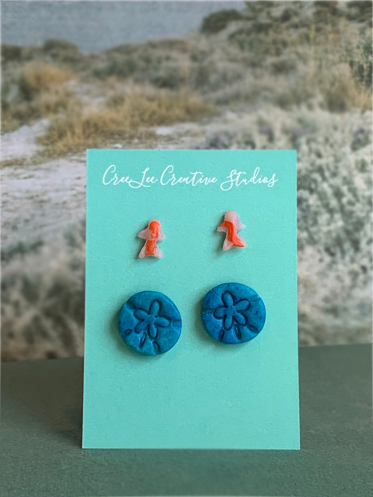 Sand Dollar and Fish Stud Set