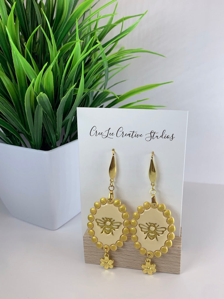 New - Golden Bee Earrings – Handmade Bee Statement Dangle Earrings