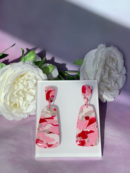 Marbled Earrings - Pink Marbled Exclamation and Donut