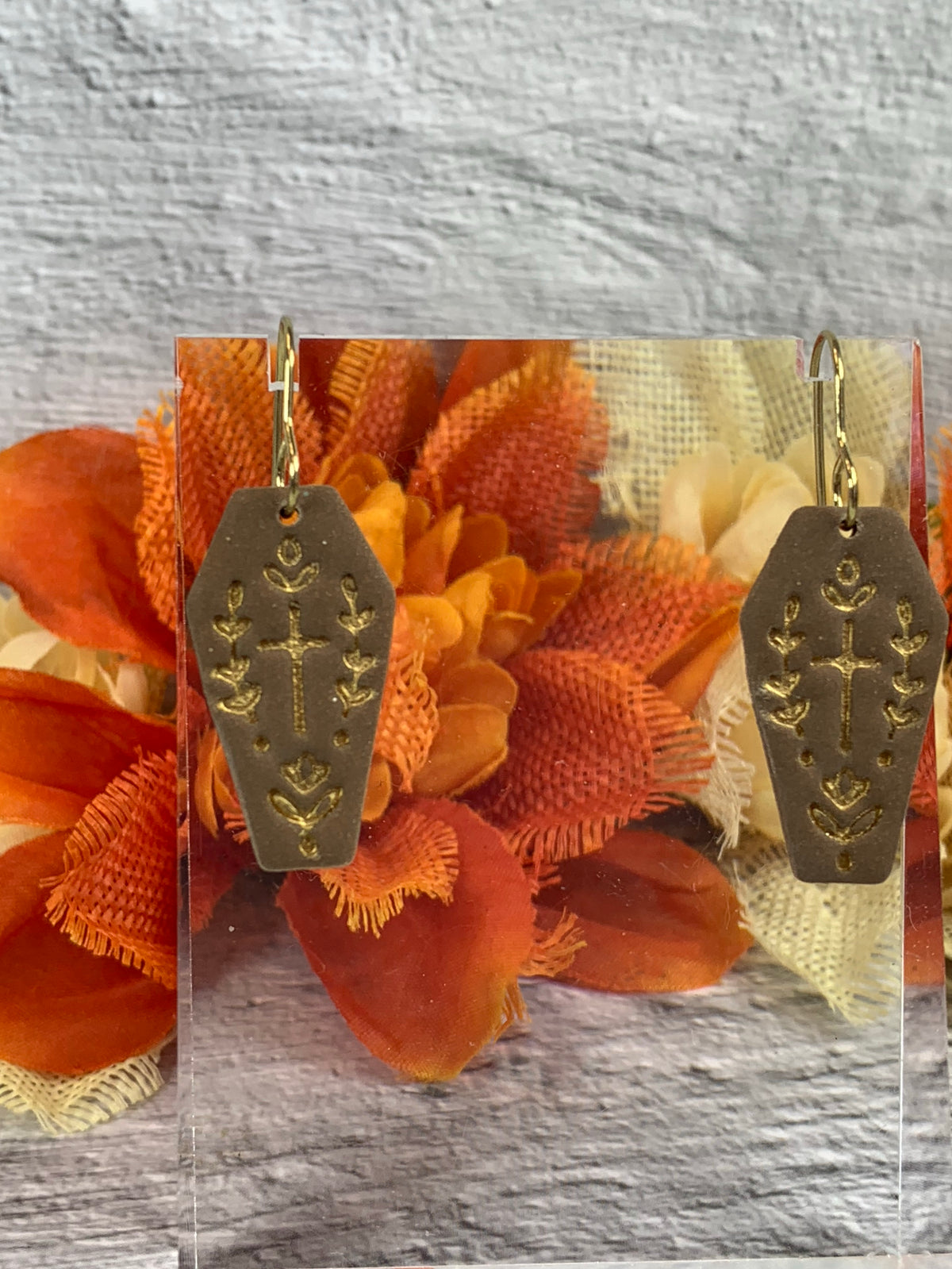 NEW * The Fancy Little Coffin — Folk-Art Coffin Halloween Earrings