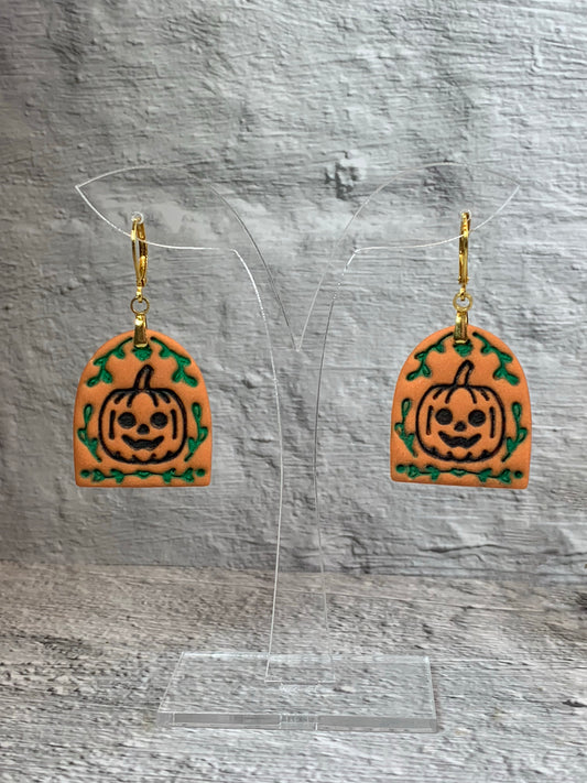 NEW * Jack’s Garden Gate — Folk-Art Pumpkin Halloween Earrings