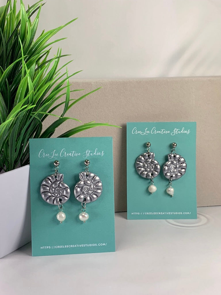 Silver Seashell Dangle Earrings