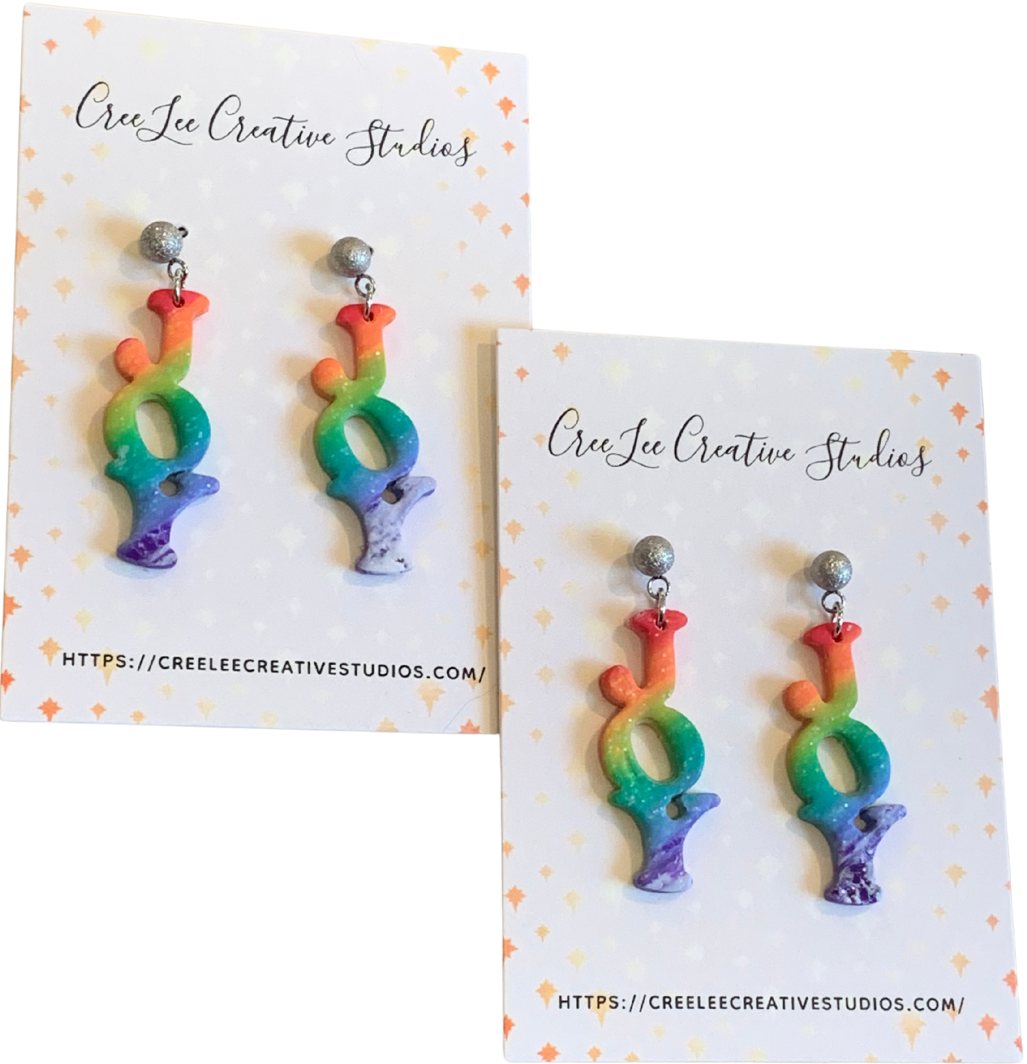 Winter Rainbow JOY Earrings — Hand-blended Rainbow Dangles