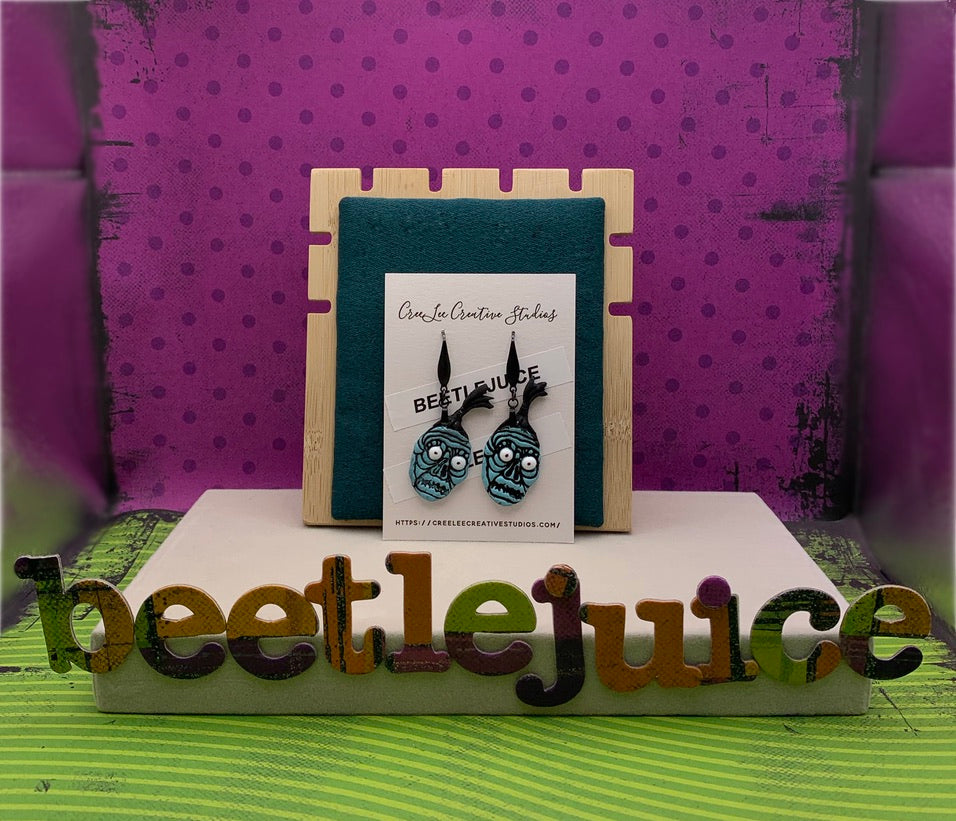 Beetlejuice - BOB Shrinker Character - Blue Earrings