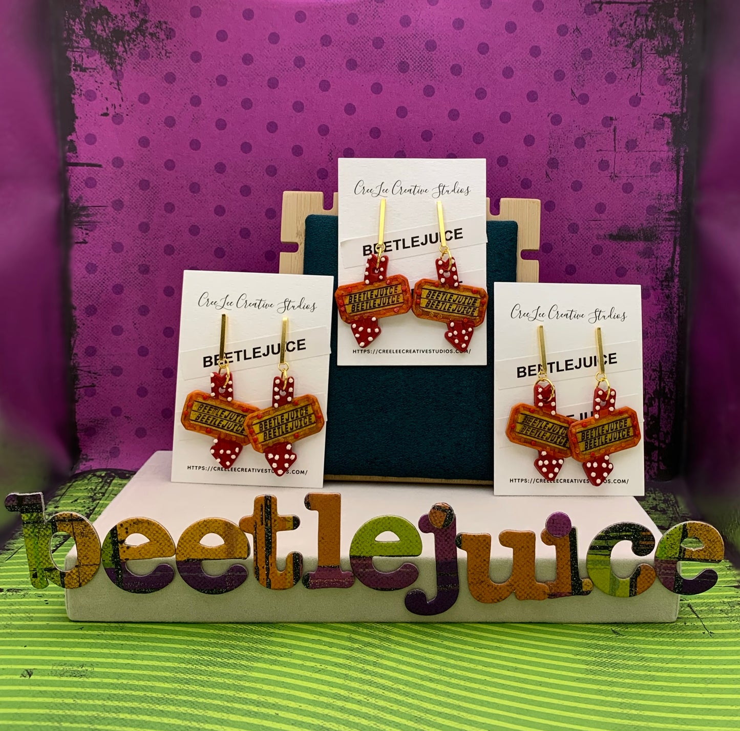 Beetlejuice - "Flashing" Sign Earrings