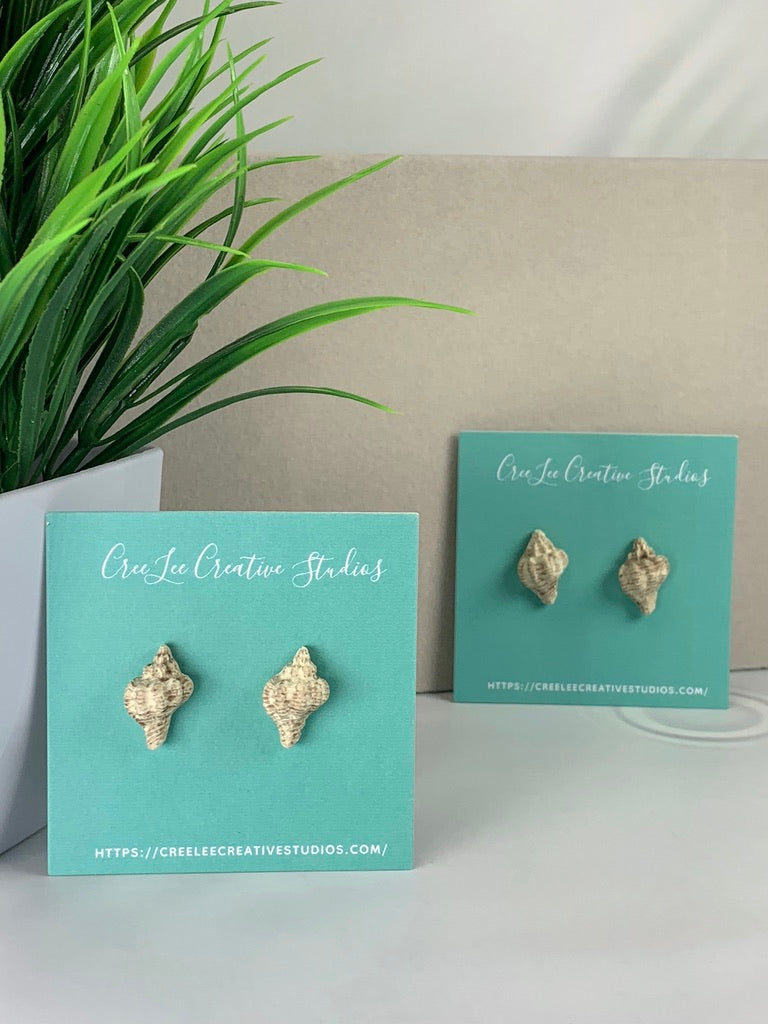 Sandy Seashell Studs - Realistic looking seashells
