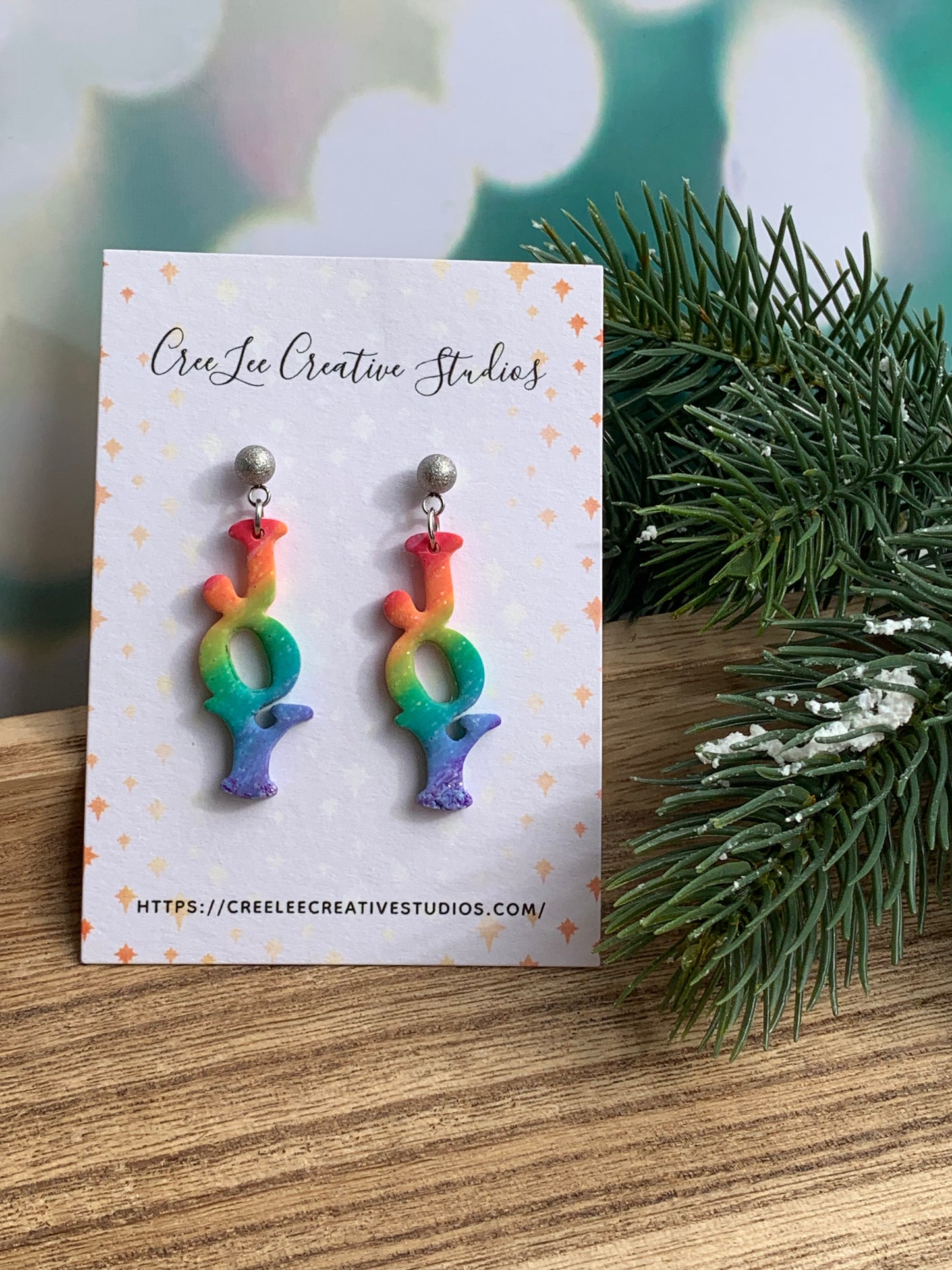 Winter Rainbow JOY Earrings — Hand-blended Rainbow Dangles