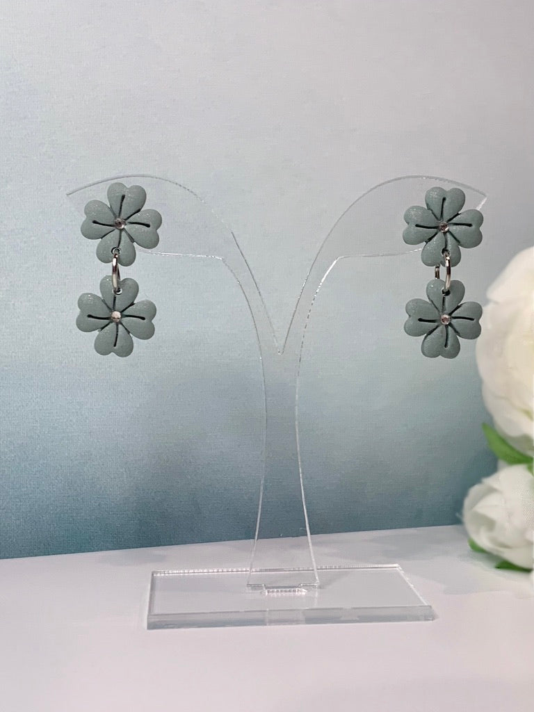 Celtic 4-Leaf Clover with CZ Center Earrings