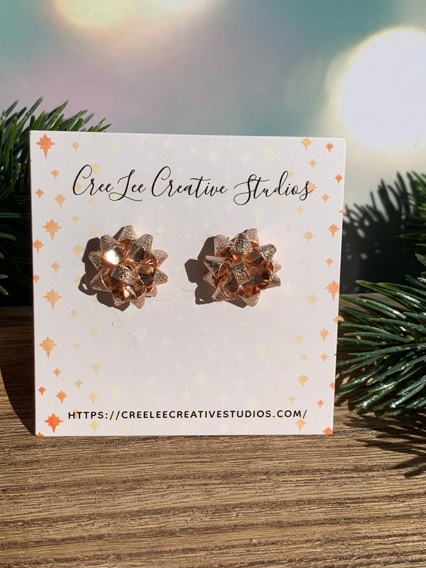 "New" Winter - Gift Bow Stud Earrings – Holiday Bow Earrings in Gold, Silver & Rose Gold | Festive Christmas Jewelry