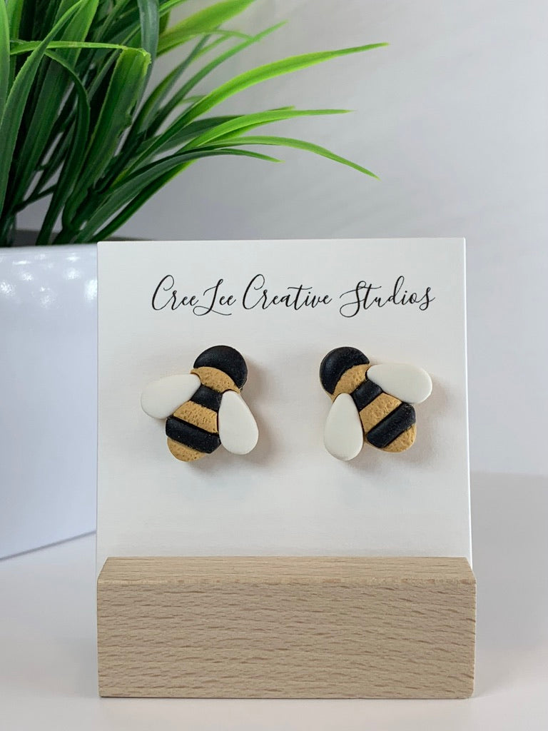 New - Bumble Puff Stud Earrings – Handmade 3D Bumble Bee Studs